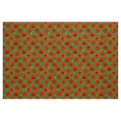 Lebhaftes rotes Muster auf grünem Hintergrund Stoff (Fat Quarter (45,7 x 55,9 cm))