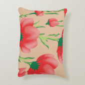 Lebhaftes rotes Stoffdesign mit Blumenmuster Dekokissen (Rückseite(Vertikal))