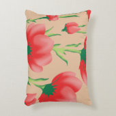 Lebhaftes rotes Stoffdesign mit Blumenmuster Dekokissen (Vorderseite(Vertikal))
