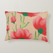 Lebhaftes rotes Stoffdesign mit Blumenmuster Dekokissen (Rückseite)