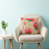 Lebhaftes rotes Stoffdesign mit Blumenmuster Kissen (Stuhl )