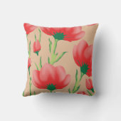 Lebhaftes rotes Stoffdesign mit Blumenmuster Kissen (Rückseite)