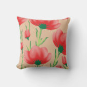 Lebhaftes rotes Stoffdesign mit Blumenmuster Kissen (Vorderseite)
