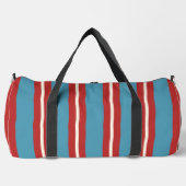 Lebhaftes rotes und blau gestreiftes Muster Modern Duffle Bag (Vorderseite)