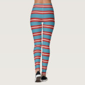 Lebhaftes rotes und blau gestreiftes Muster Modern Leggings (Rückseite)