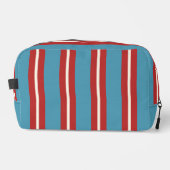Lebhaftes rotes und blau gestreiftes Muster Modern Waschbeutel (Vorderseite)