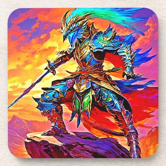 Lebhaftes Rüstungsheld Getränkeuntersetzer (Vorderseite)