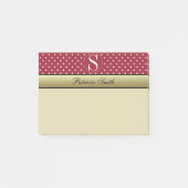 Lebhaftes, scharfes, weißes Polka Dot Monogramm 50 Post-it Klebezettel (Vorderseite)