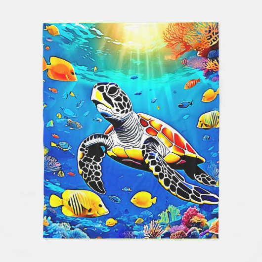 Lebhaftes Schildkrötenriff Fleecedecke (Vorderseite)