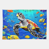 Lebhaftes Schildkrötenriff Geschirrtuch (Horizontal)