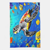 Lebhaftes Schildkrötenriff Geschirrtuch (Vertikal)
