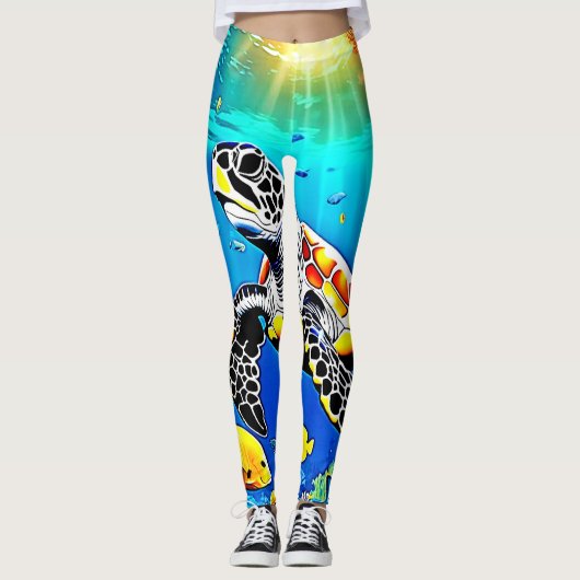 Lebhaftes Schildkrötenriff Leggings (Vorderseite)