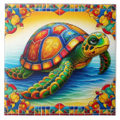 Lebhaftes Sea Turtle Tile Design Fliese (Vorderseite)