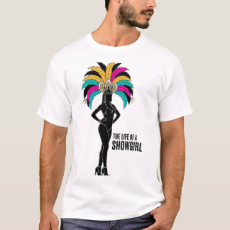 Lebhaftes Showgirl mit gefederten Kopfprägungen T-Shirt