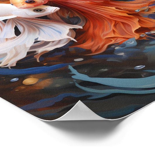 Lebhaftes siamesisches Fischplakat Poster (Ecke)