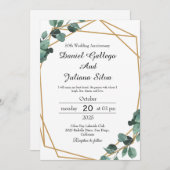 Lebhaftes Smaragdgrün Hochzeitstag Einladung (Vorne/Hinten)