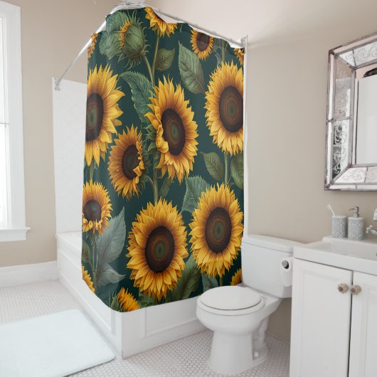 Lebhaftes Sonnenblumen Duschvorhang Set (Beispiel)