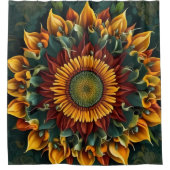 Lebhaftes Sonnenblumendesign Duschvorhang (Vorderseite)
