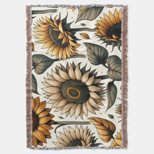 Lebhaftes Sonnenblumenmuster Decke (Vorderseite Vertikal)