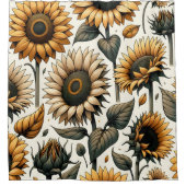 Lebhaftes Sonnenblumenmuster Duschvorhang (Vorderseite)
