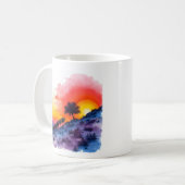 Lebhaftes Sonnenuntergang mit einsamen Bäumen Kaffeetasse (Vorderseite Links)