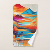 Lebhaftes Sonnenuntergangsbild Badhandtuch Set (Handtuch)