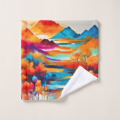 Lebhaftes Sonnenuntergangsbild Badhandtuch Set (Waschlappen)