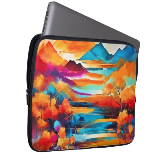 Lebhaftes Sonnenuntergangsbild Laptopschutzhülle (Vorne Rechts)