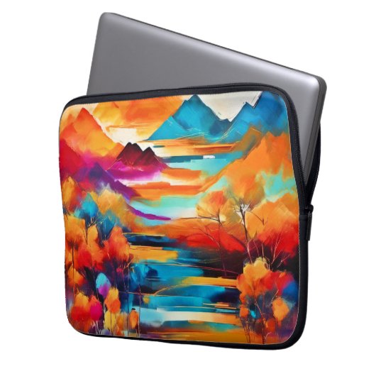 Lebhaftes Sonnenuntergangsbild Laptopschutzhülle (Vorderseite Links)