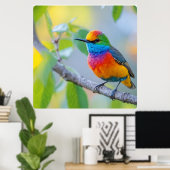 Lebhaftes Sparrow Perched Poster (Heimbüro)