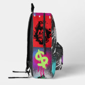 Lebhaftes Spiongemälde und Graffiti Grau Rot Bedruckter Rucksack (Links)