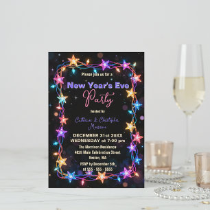 Lebhaftes Starry String Lights Silvester Party Einladung