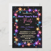 Lebhaftes Starry String Lights Silvester Party Einladung (Vorderseite)
