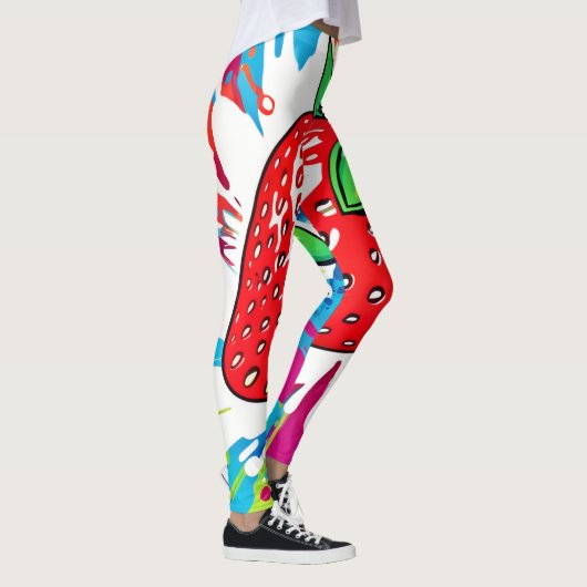 Lebhaftes Strawberry Artwork Leggings (Rechts)