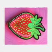 Lebhaftes Strawberry Neon Sign Fleecedecke (Vorderseite (Horizontal))