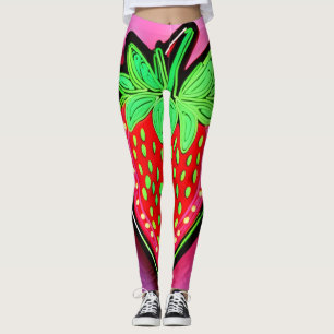 Lebhaftes Strawberry Neon Sign Leggings