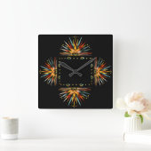 Lebhaftes Sunburst Pattern Südwestuhr Quadratische Wanduhr (Zuhause)