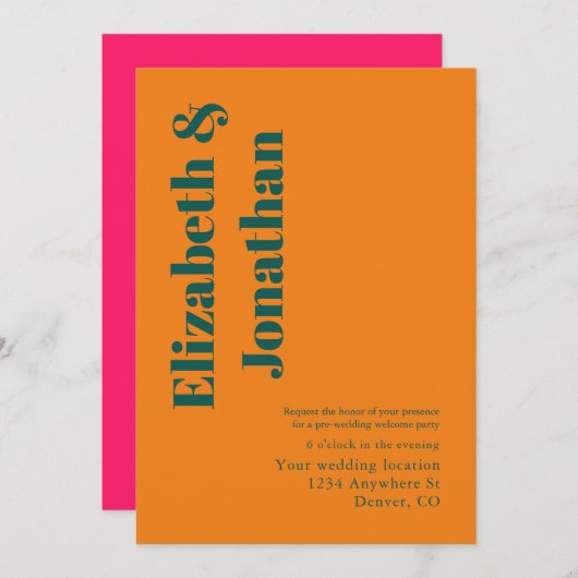 Lebhaftes Sunrise Mix & Match Wedding Welcome Part Einladung (Vorne/Hinten)