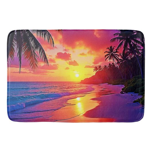 Lebhaftes Sunset Beach Traumdesign Badematte (Vorderseite)