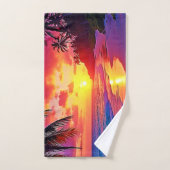 Lebhaftes Sunset Beach Traumdesign Badhandtuch Set (Handtuch)