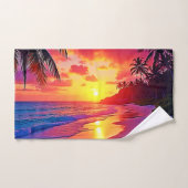 Lebhaftes Sunset Beach Traumdesign Badhandtuch Set (Handtuch)