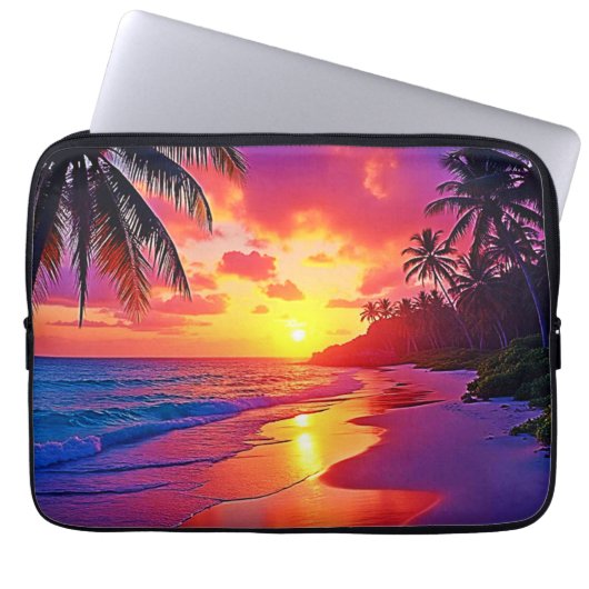 Lebhaftes Sunset Beach Traumdesign Laptopschutzhülle (Vorderseite)