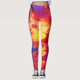 Lebhaftes Sunset Beach Traumdesign Leggings