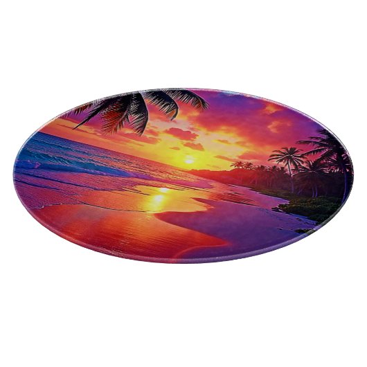Lebhaftes Sunset Beach Traumdesign Schneidebrett (Ecke)