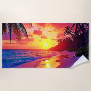 Lebhaftes Sunset Beach Traumdesign Strandtuch