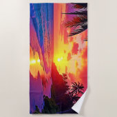 Lebhaftes Sunset Beach Traumdesign Strandtuch (Vorderseite)