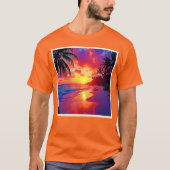 Lebhaftes Sunset Beach Traumdesign T-Shirt (Vorderseite)