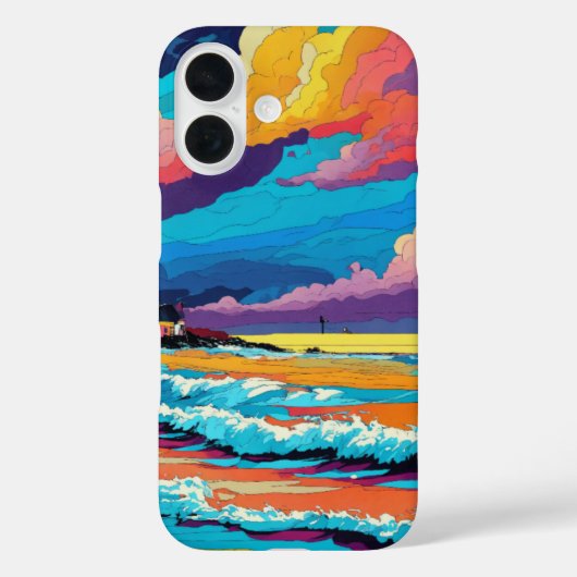 Lebhaftes Sunset Beach Waves künstlerisches Design Case-Mate iPhone Hülle (Rückseite)