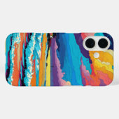Lebhaftes Sunset Beach Waves künstlerisches Design Case-Mate iPhone Hülle (Rückseite (Horizontal))