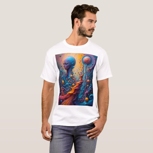 Lebhaftes surreales Kunstwerk Fantastisches Portra T-Shirt (Vorne ganz)